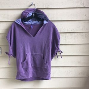 Purple short sleeve hoodie sweatshirt